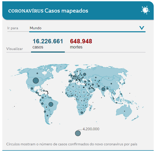 casos coronavirus no mundo